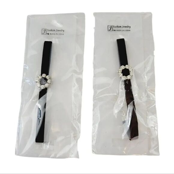 NEW Vintage 90's Y2K 2PC Velvet and Rhinestone Bracelet in Brown and Black - Picture 4 of 13